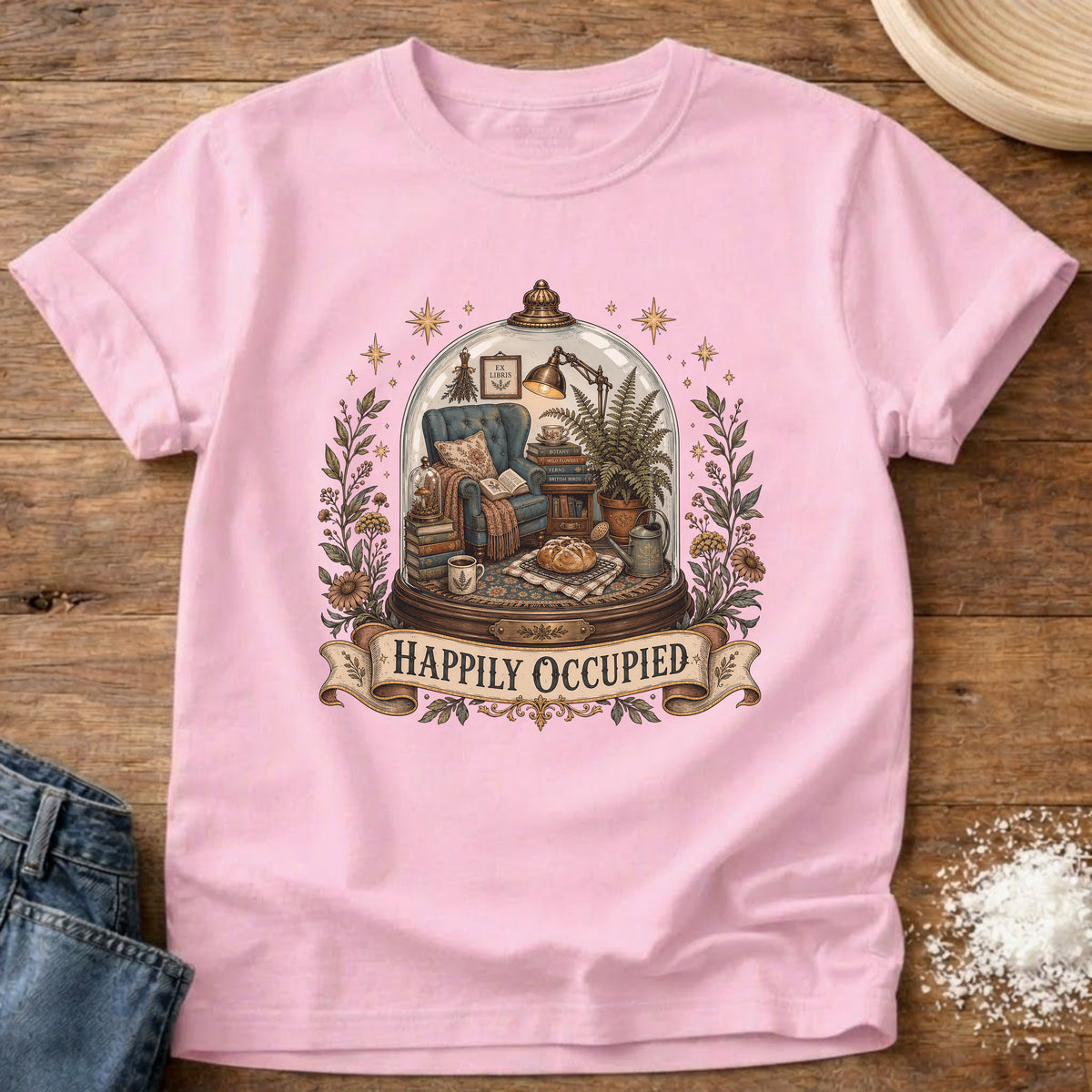 Knead More Fun Happily Occupied graphic t-shirt in Blossom