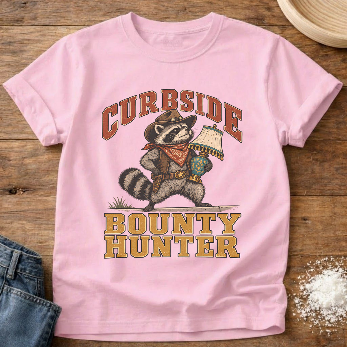 Knead More Fun Curbside Bounty Hunter graphic t-shirt in Blossom