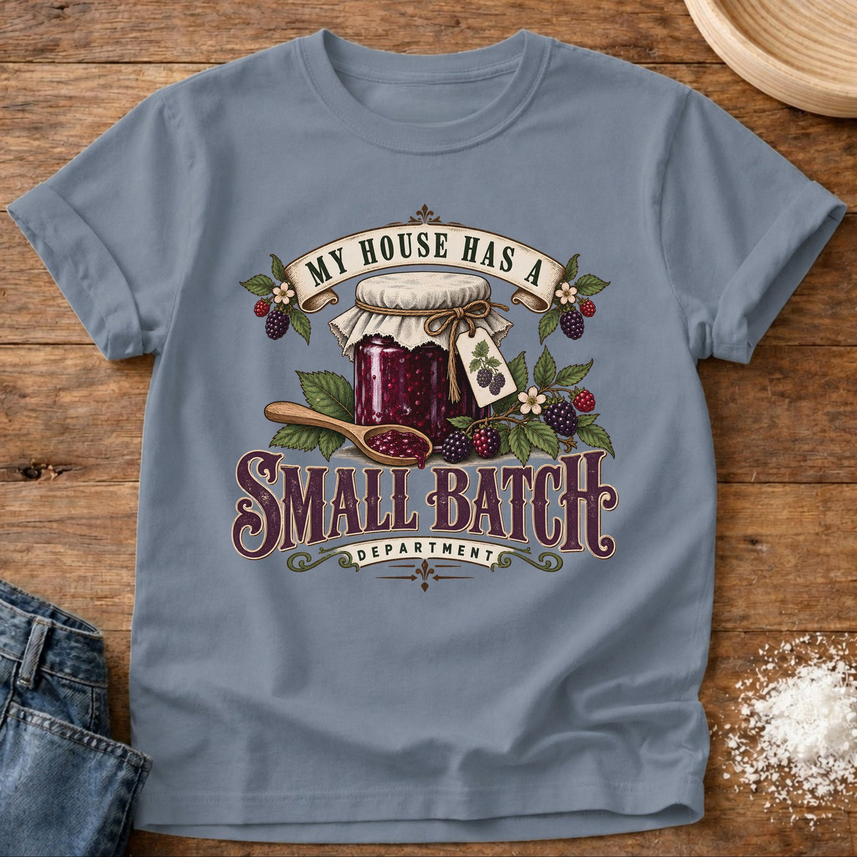 Knead More Fun Small Batch t-shirt in Blue Jean