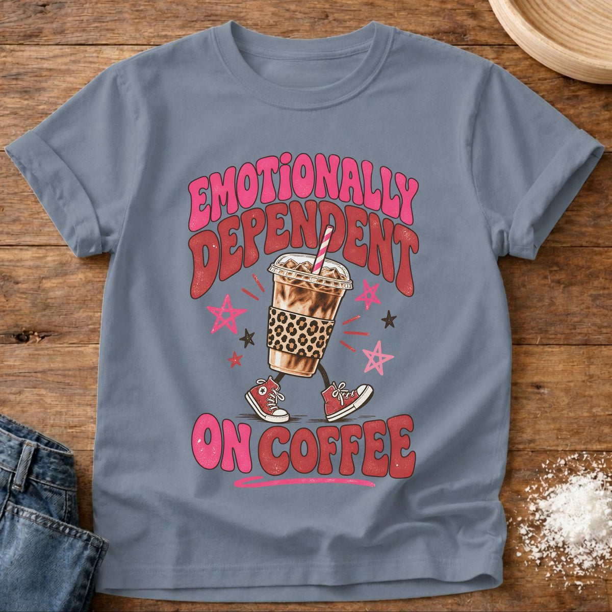 Knead More Fun Coffee Dependent t-shirt in Blue Jean