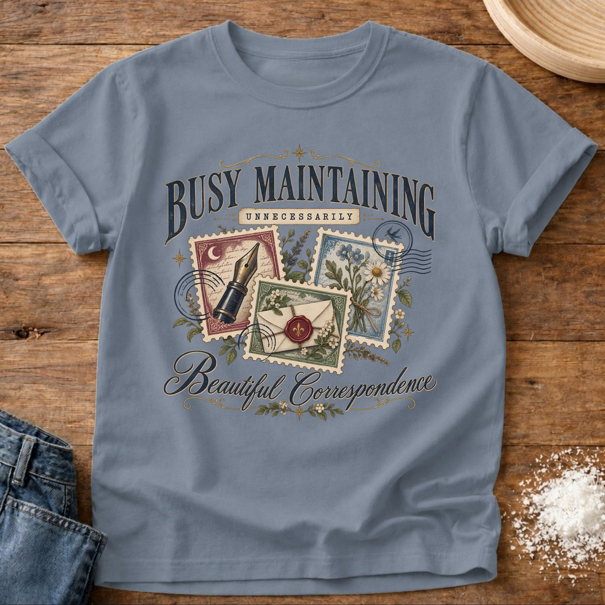 Knead More Fun Beautiful Correspondence t-shirt in Blue Jean