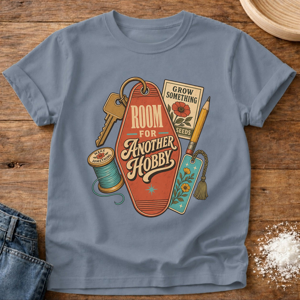 Knead More Fun Another Hobby graphic t-shirt in Blue Jean