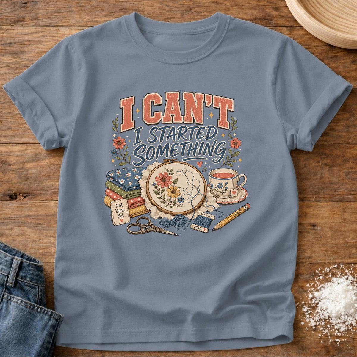 Knead More Fun Started Something graphic t-shirt in Blue Jean