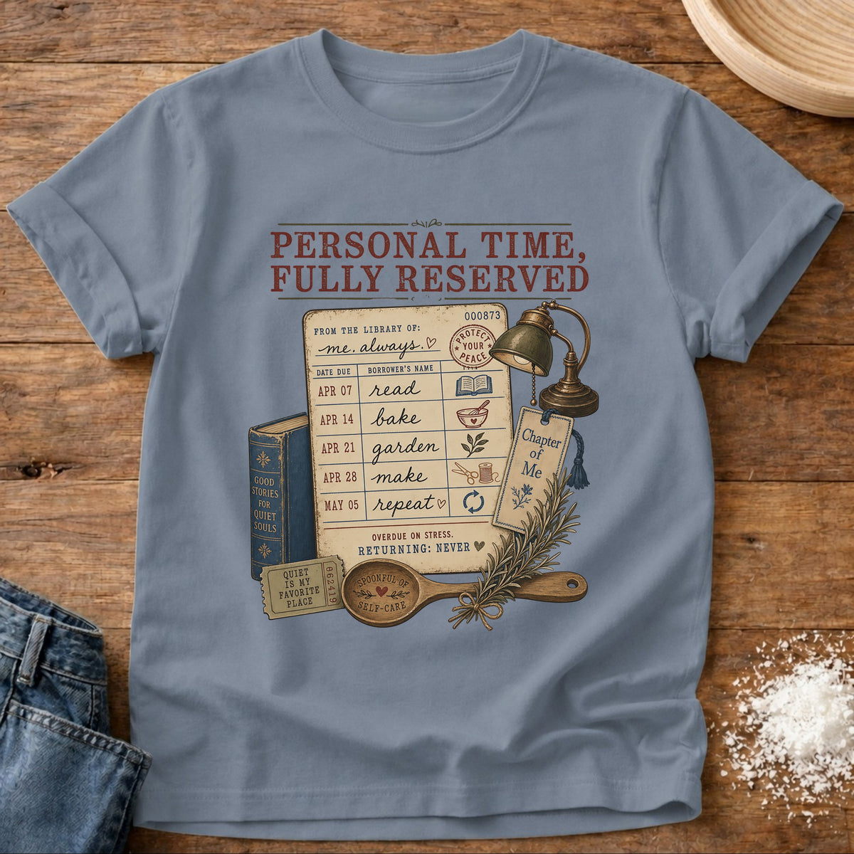 Knead More Fun Fully Reserved graphic t-shirt in Blue Jean