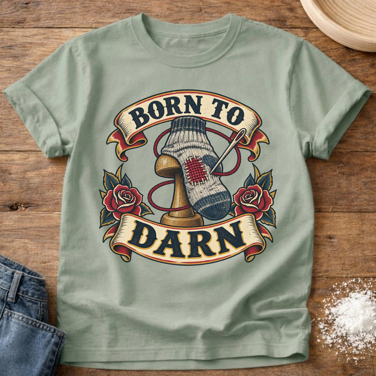 Knead More Fun Born To Darn t-shirt in Bay