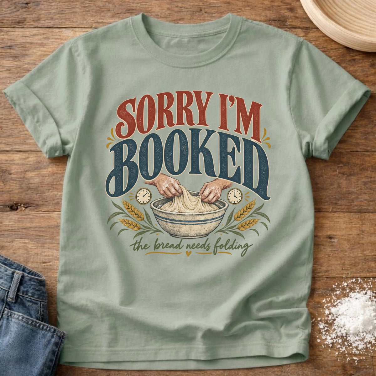 Knead More Fun Bread Needs Folding graphic t-shirt in Bay