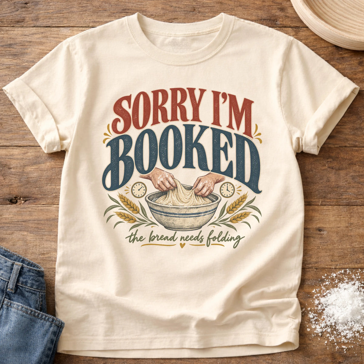 Knead More Fun Bread Needs Folding graphic t-shirt in Ivory