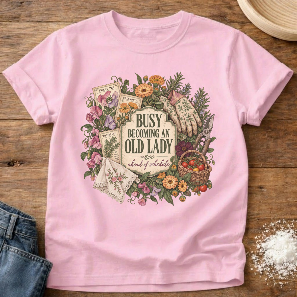 Knead More Fun Busy Becoming graphic t-shirt in Blossom