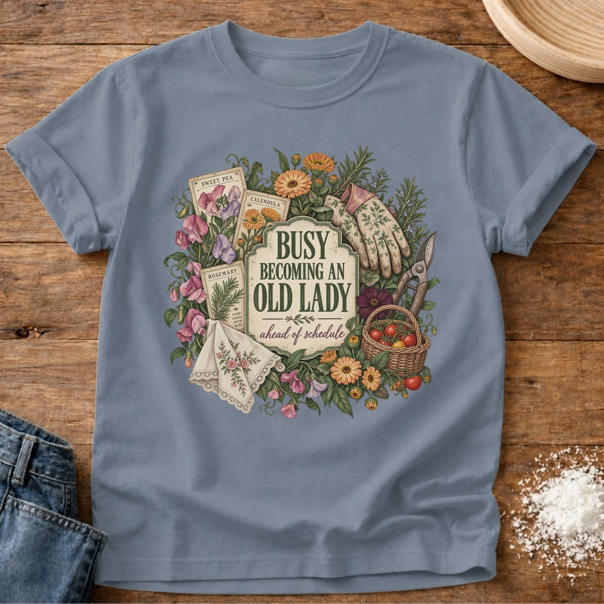 Knead More Fun Busy Becoming graphic t-shirt in Blue Jean