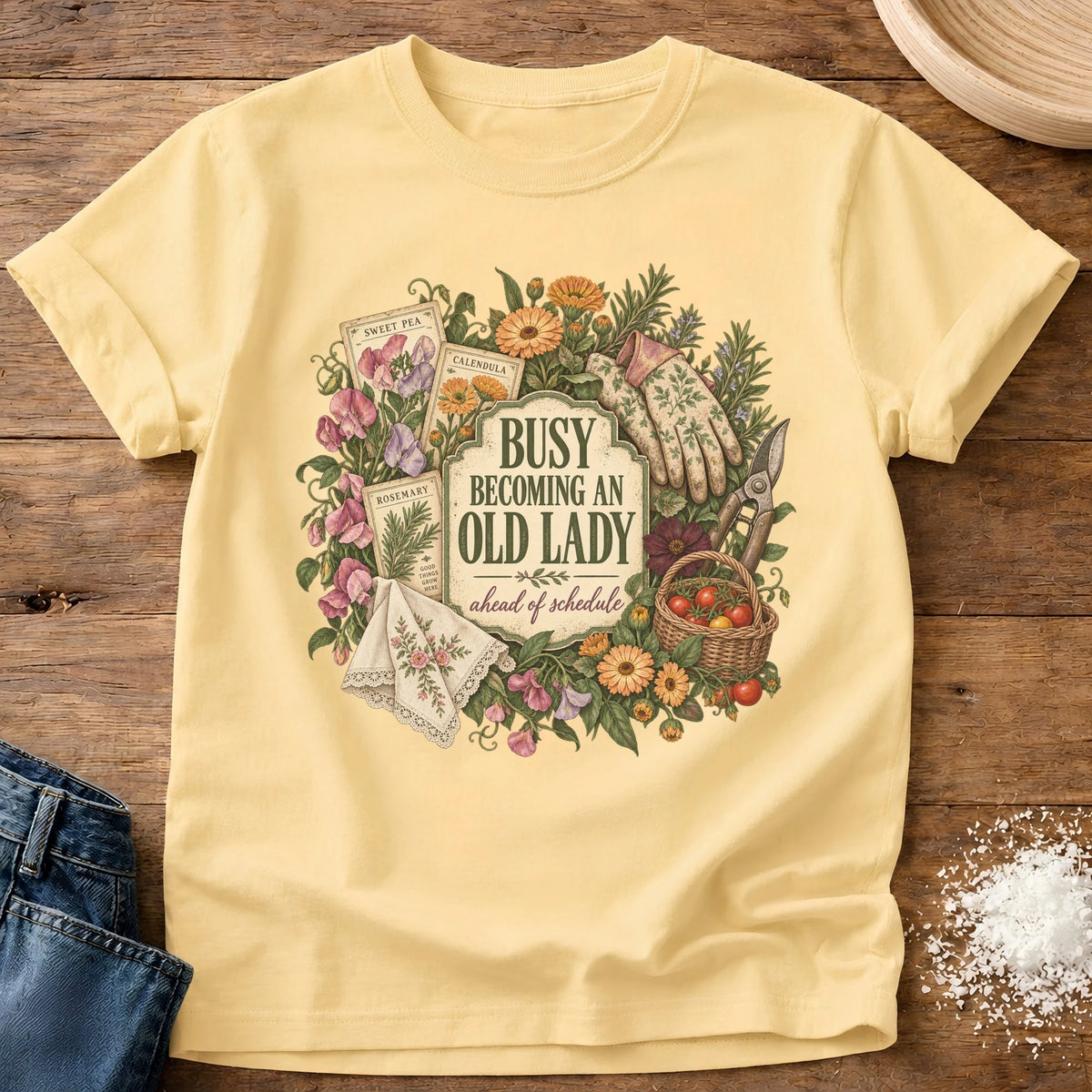 Knead More Fun Busy Becoming graphic t-shirt in Butter