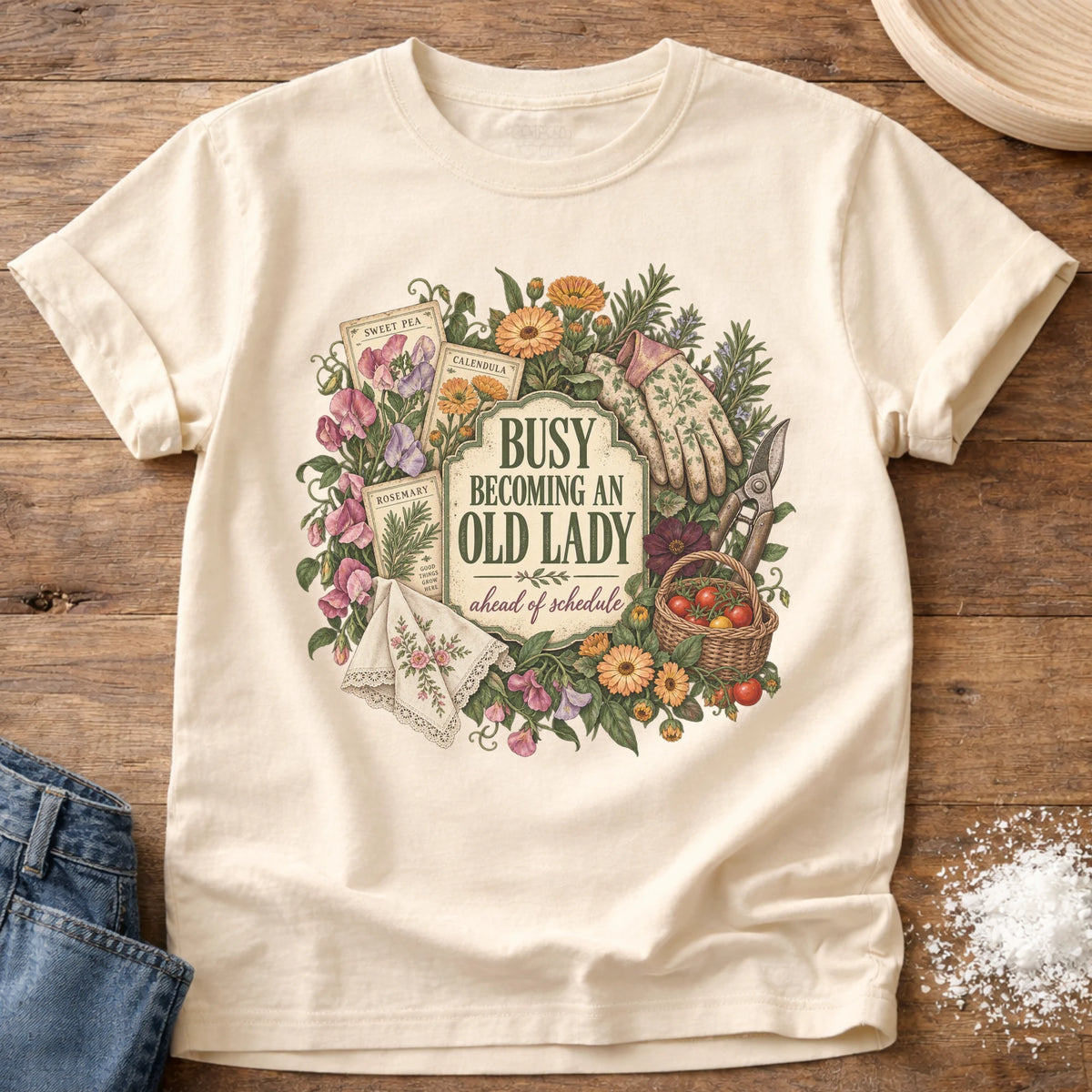 Knead More Fun Busy Becoming graphic t-shirt in Ivory