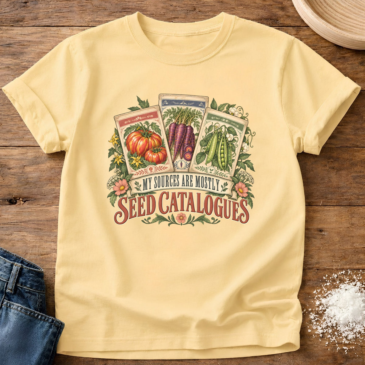 Knead More Fun Seed Catalogue graphic t-shirt in Butter