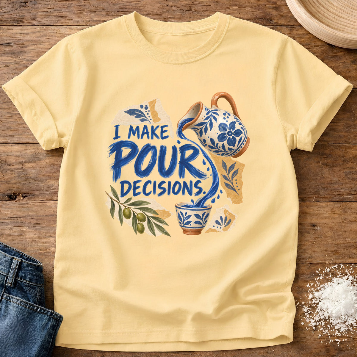 Knead More Fun Pour Decisions graphic t-shirt in Butter