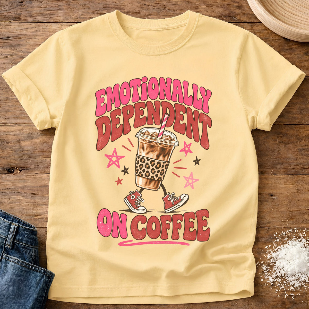 Knead More Fun Coffee Dependent t-shirt in Butter