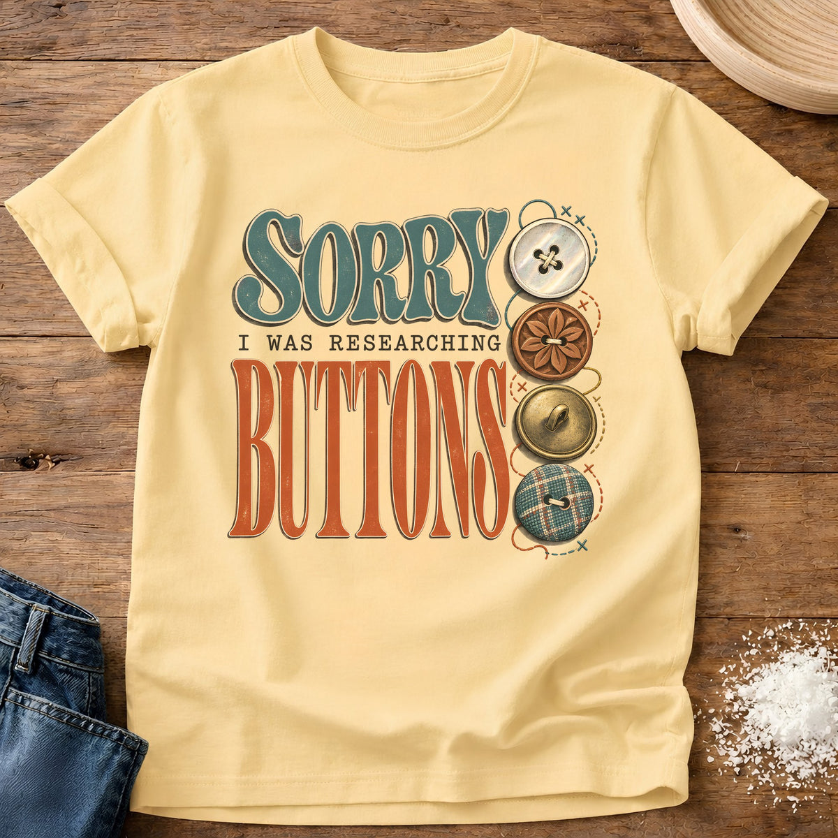 Knead More Fun Buttons t-shirt in Butter