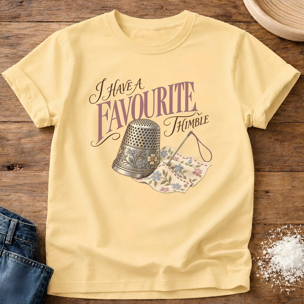 Knead More Fun Favorite Thimble graphic t-shirt in Butter