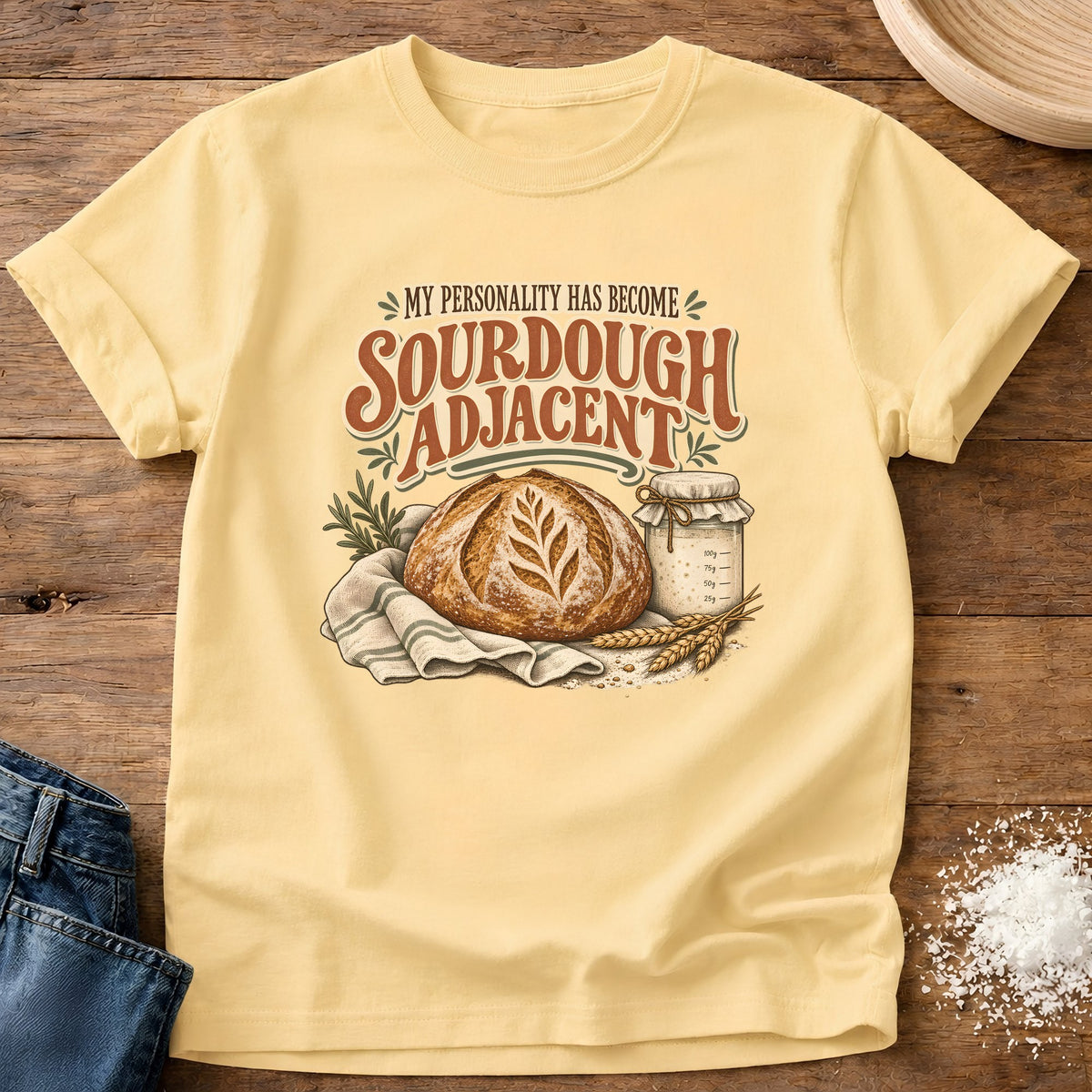 Knead More Fun Sourdough Adjacent t-shirt in Butter