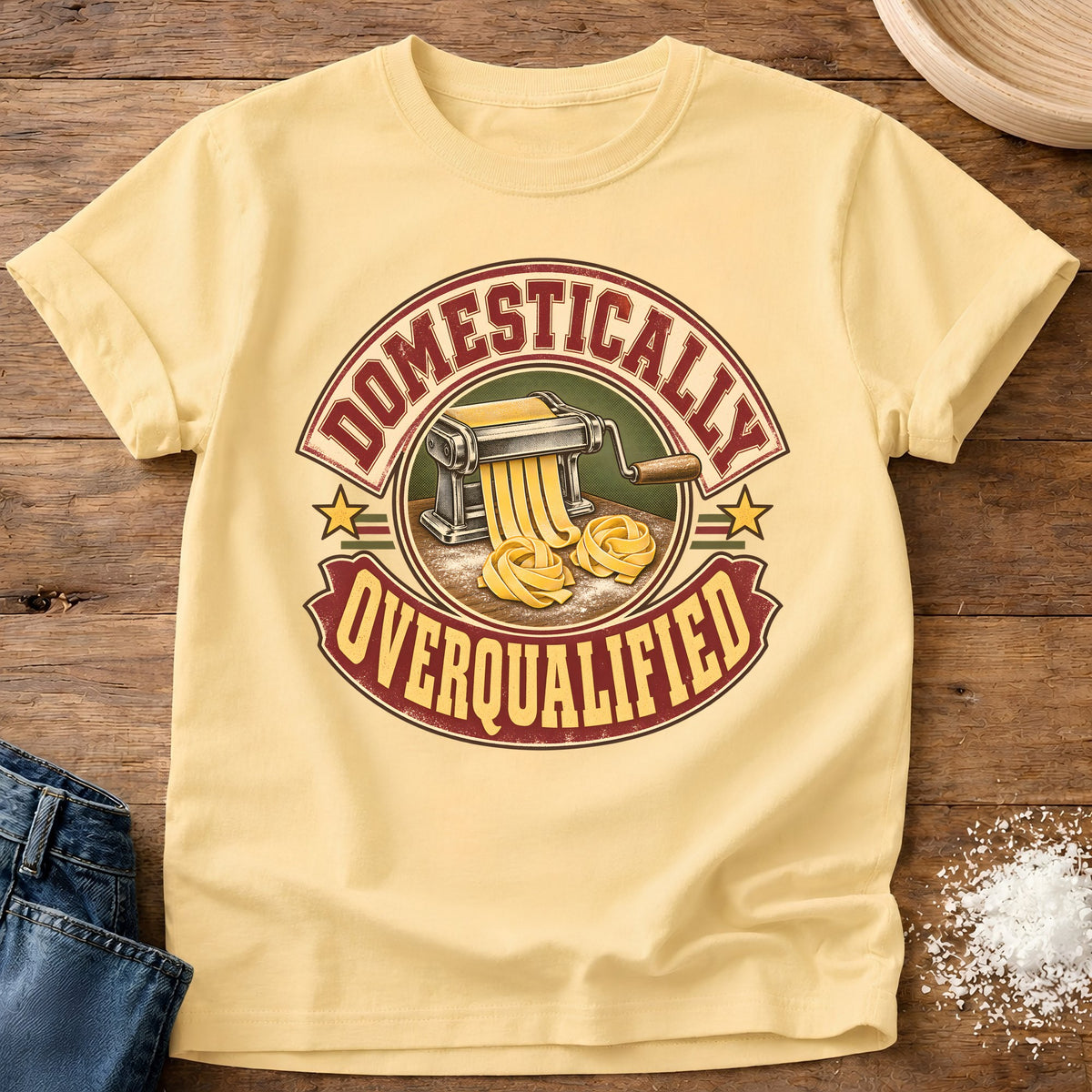 Knead More Fun Domestically Overqualified t-shirt in Butter