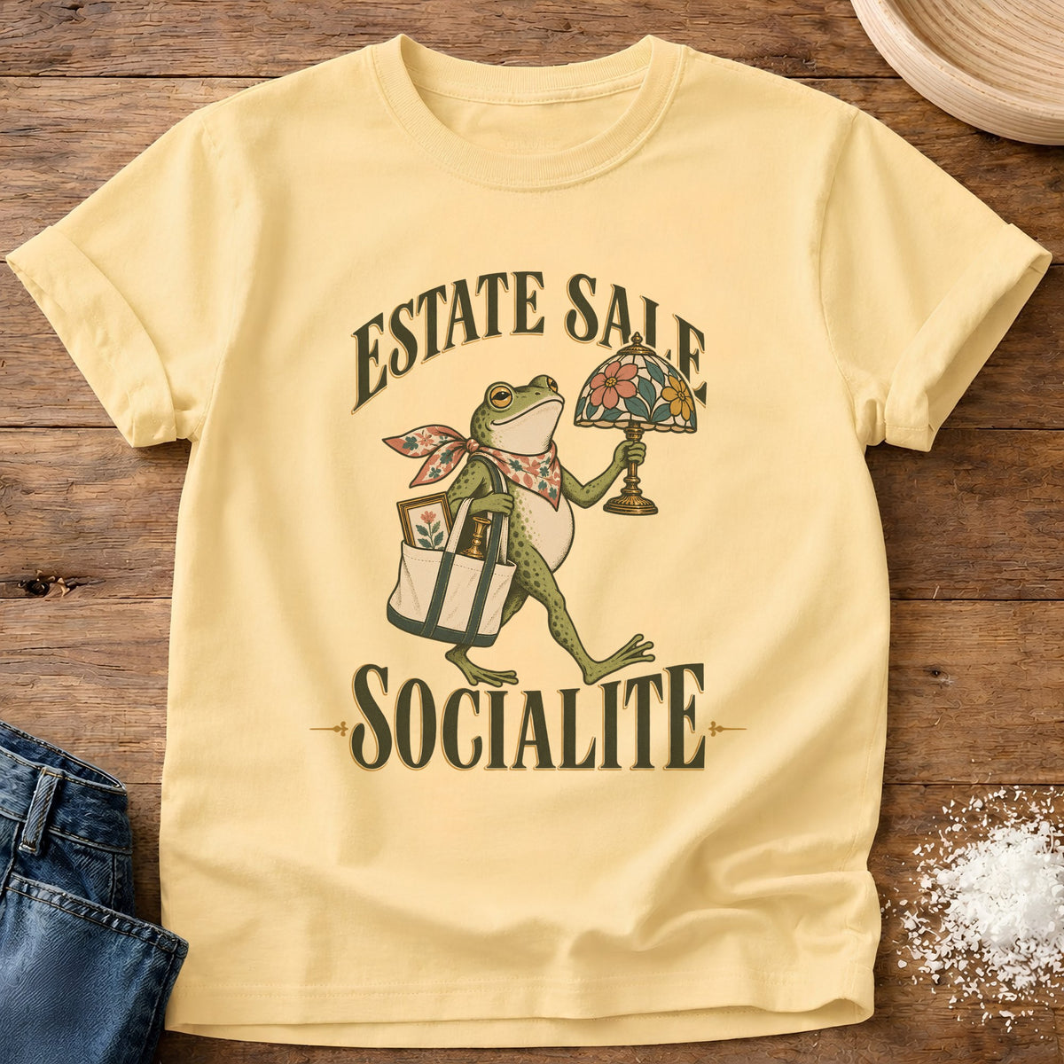 Knead More Fun Estate Sale Socialite graphic t-shirt in Butter