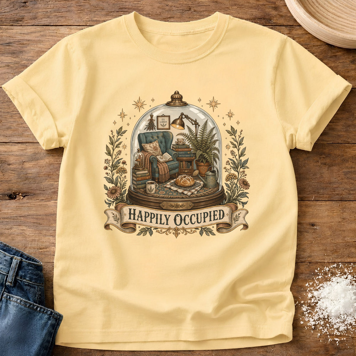 Knead More Fun Happily Occupied graphic t-shirt in Butter