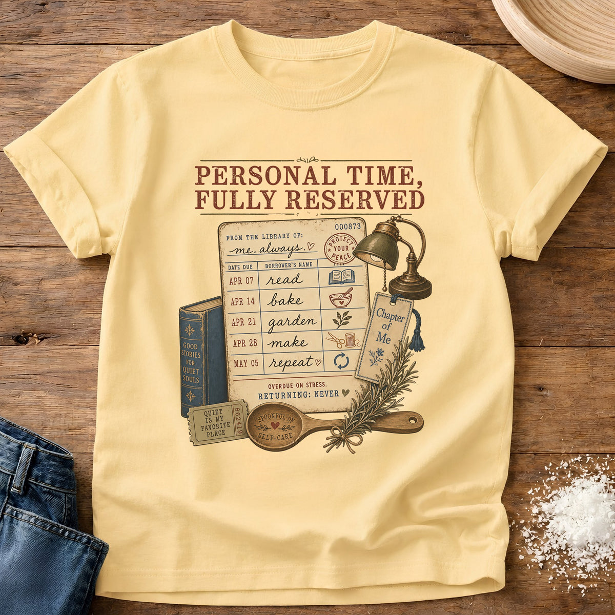 Knead More Fun Fully Reserved graphic t-shirt in Butter