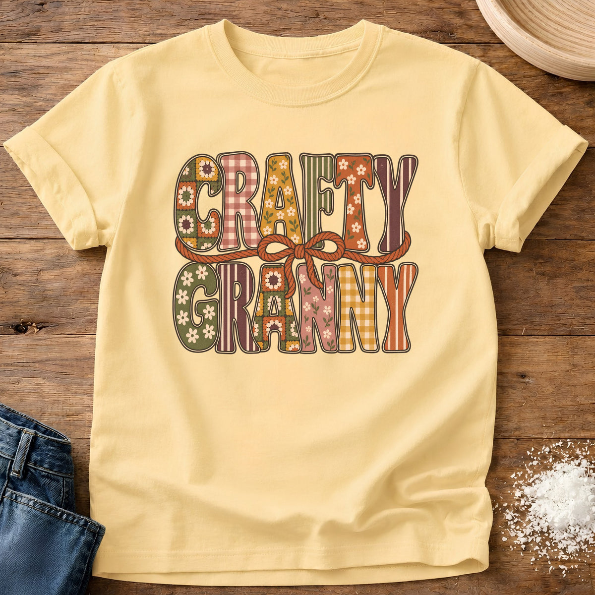 Knead More Fun Craft Granny graphic t-shirt in Butter