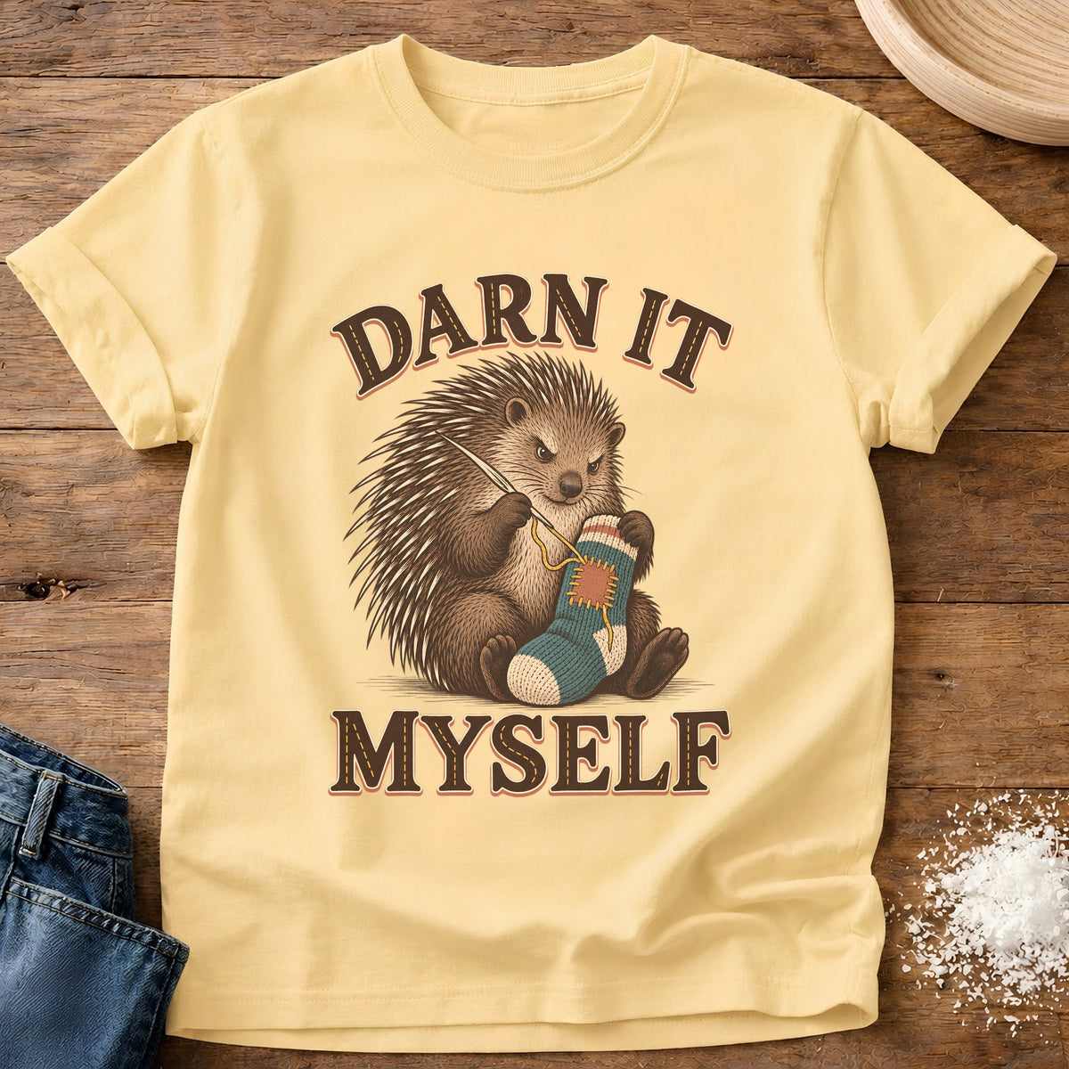 Knead More Fun Darn It graphic t-shirt in Butter
