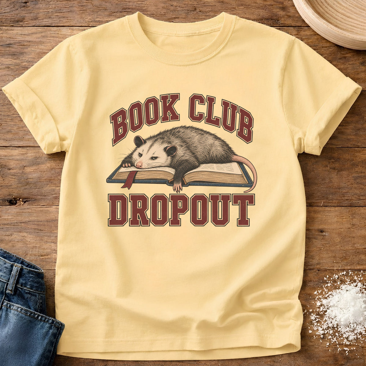 Knead More Fun Book Club Dropout graphic t-shirt in Butter