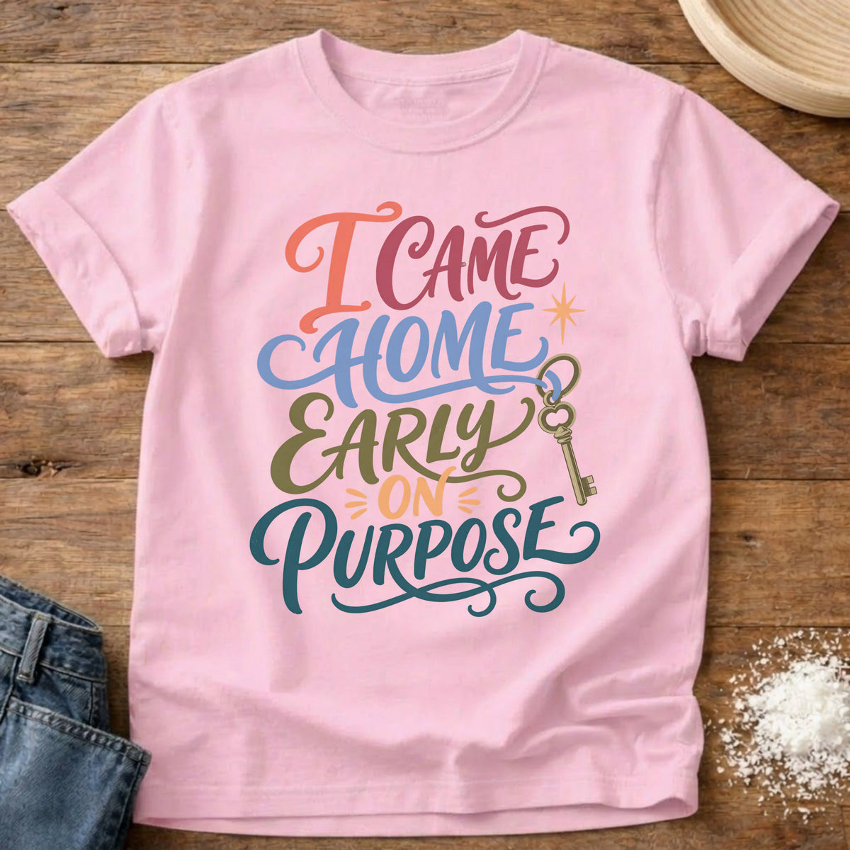 Knead More Fun Came Home Early homebody t-shirt in Blossom