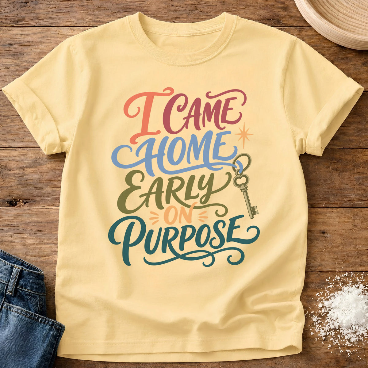 Knead More Fun Came Home Early homebody t-shirt in Butter