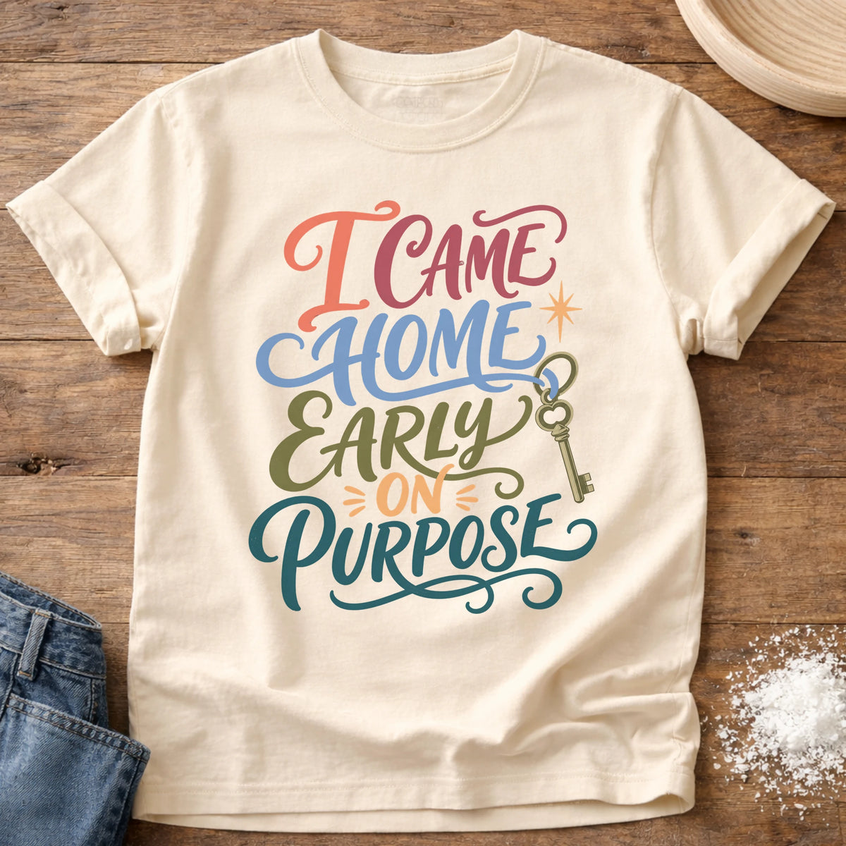 Knead More Fun Came Home Early homebody t-shirt in Ivory