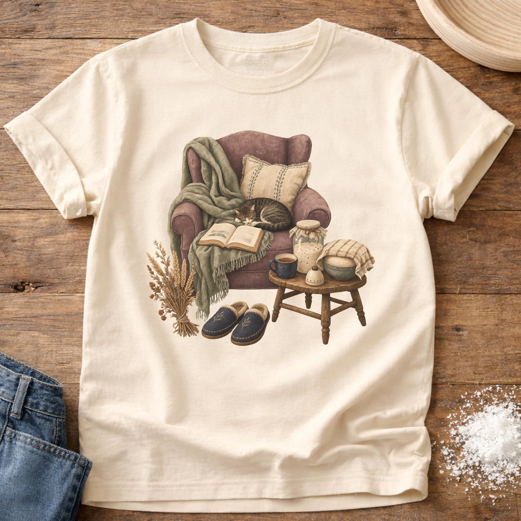 Knead More Fun Cat Nap Sourdough cozy t-shirt in Ivory