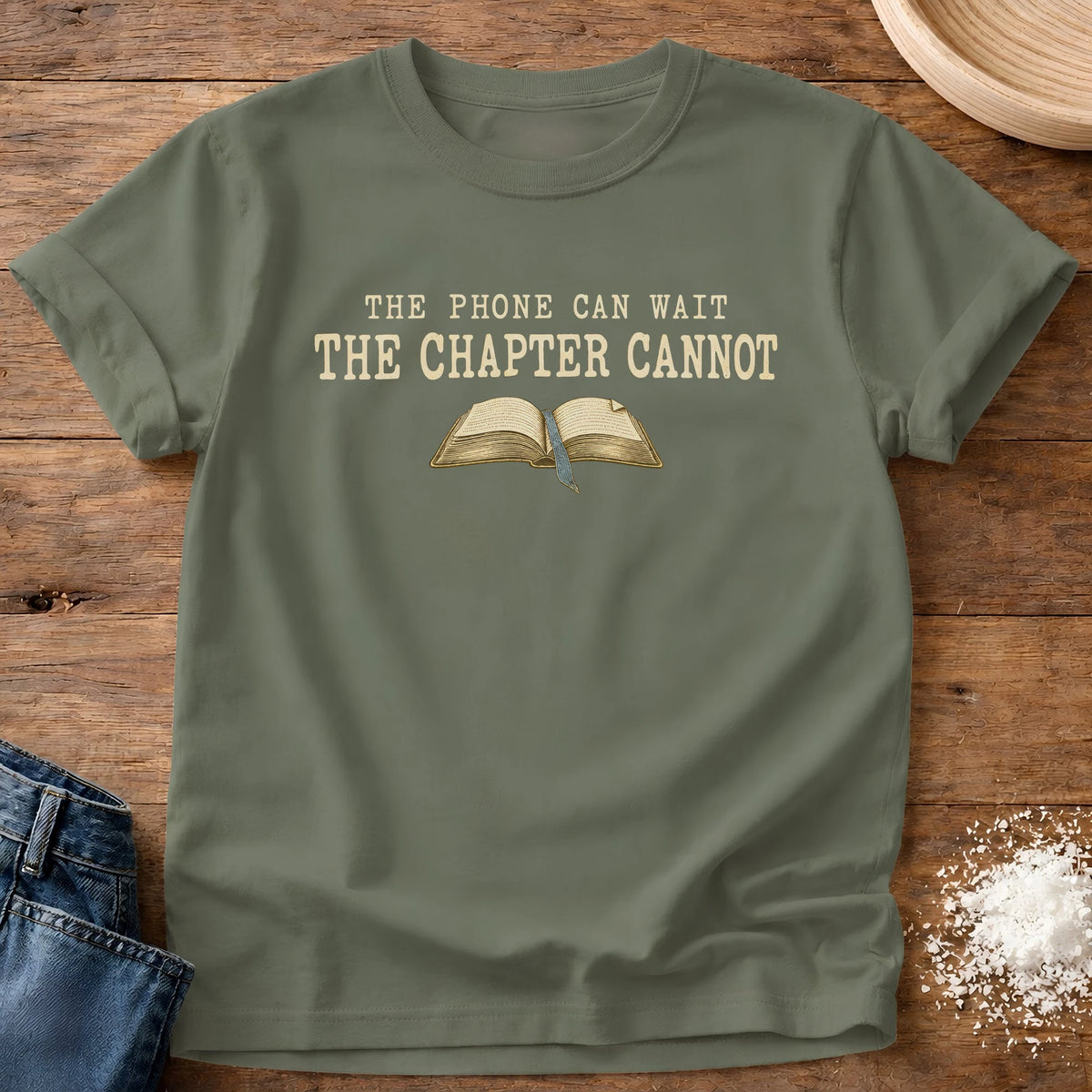 Knead More Fun Chapter Cannot Wait graphic t-shirt in Moss