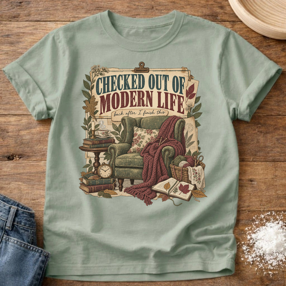 Knead More Fun Checked Out graphic t-shirt in Bay