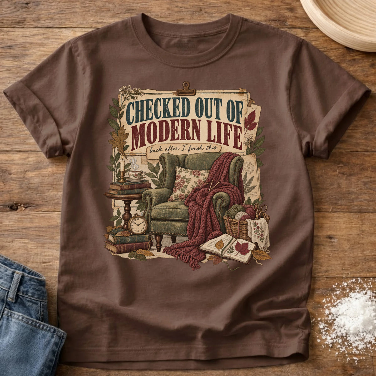 Knead More Fun Checked Out graphic t-shirt in Espresso