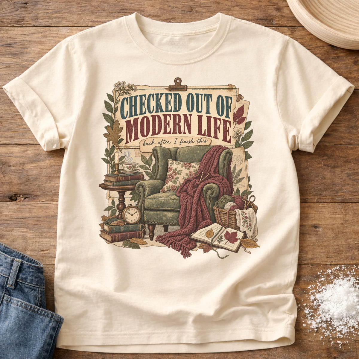 Knead More Fun Checked Out graphic t-shirt in Ivory