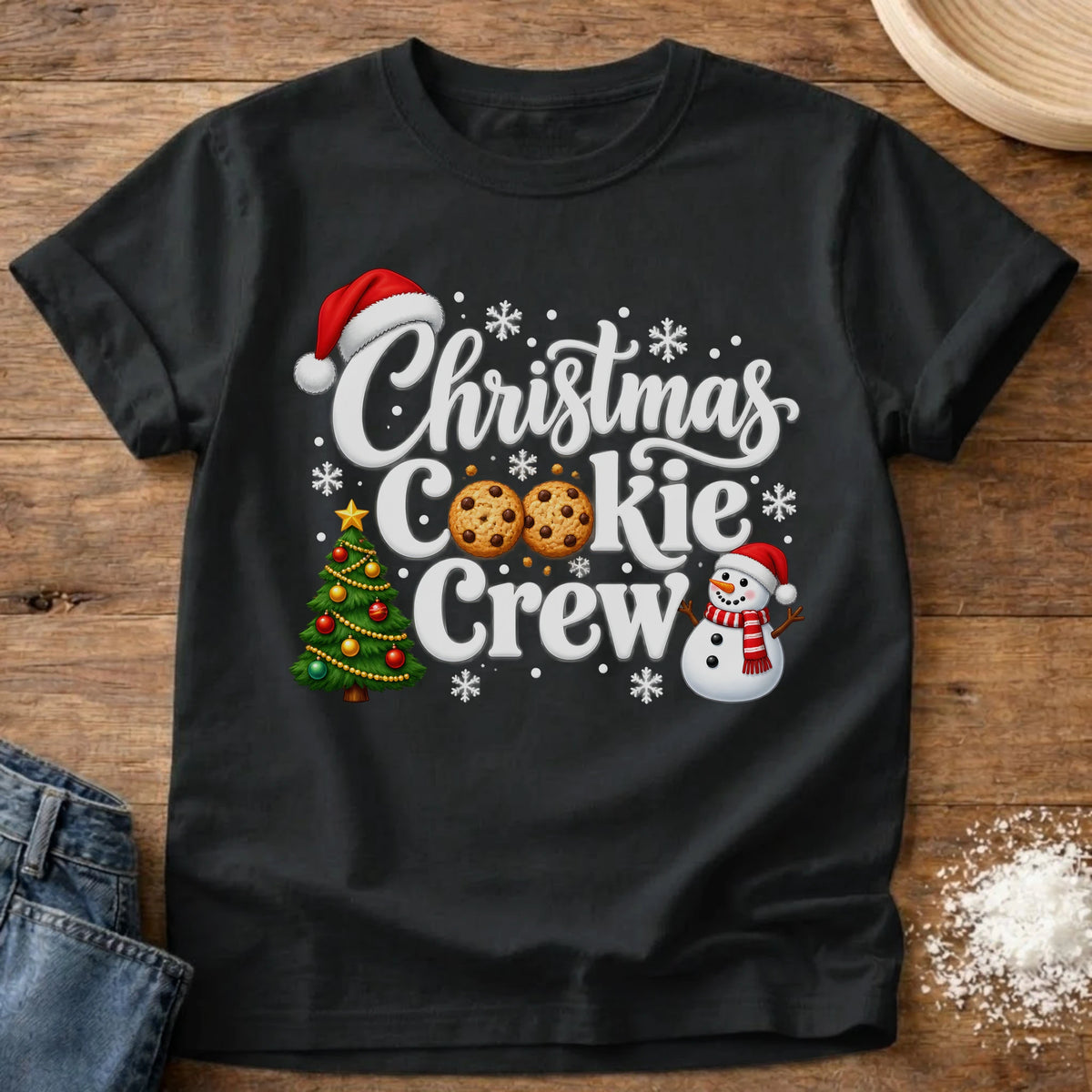 Knead More Fun Christmas Cookie Crew Christmas cookie t-shirt in Black