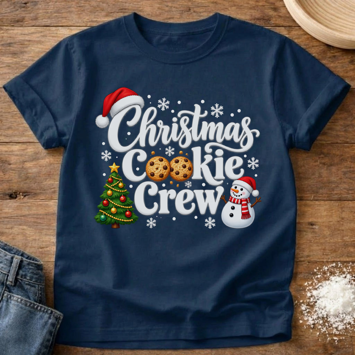 Knead More Fun Christmas Cookie Crew Christmas cookie t-shirt in Navy