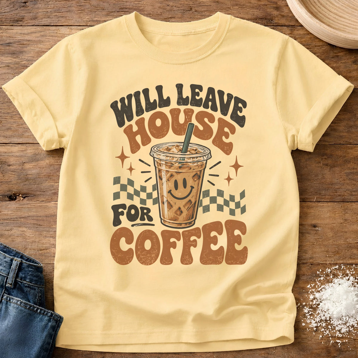 Knead More Fun Coffee House Loyalty graphic t-shirt in Butter