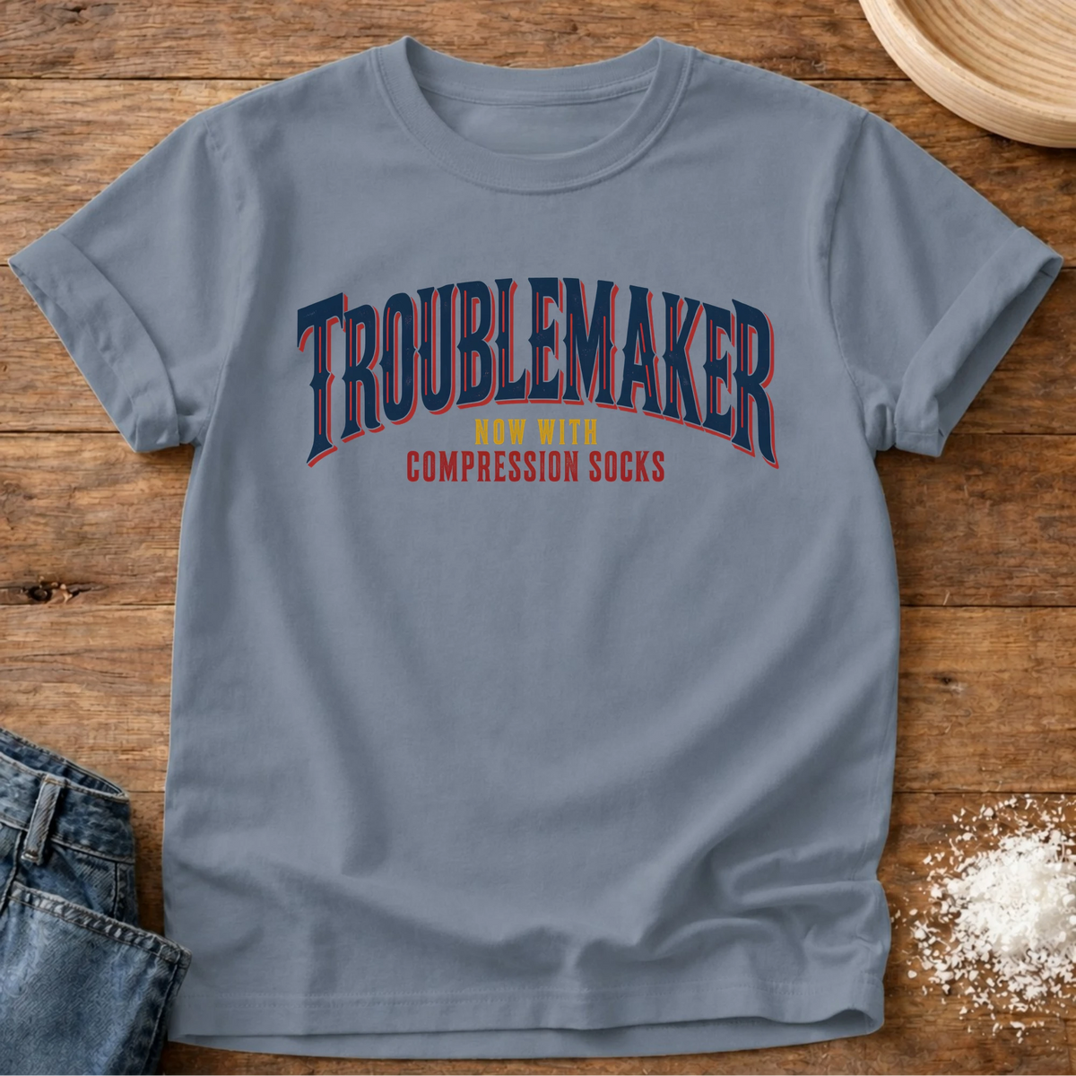 Knead More Fun Compression Socks t-shirt in Blue Jean