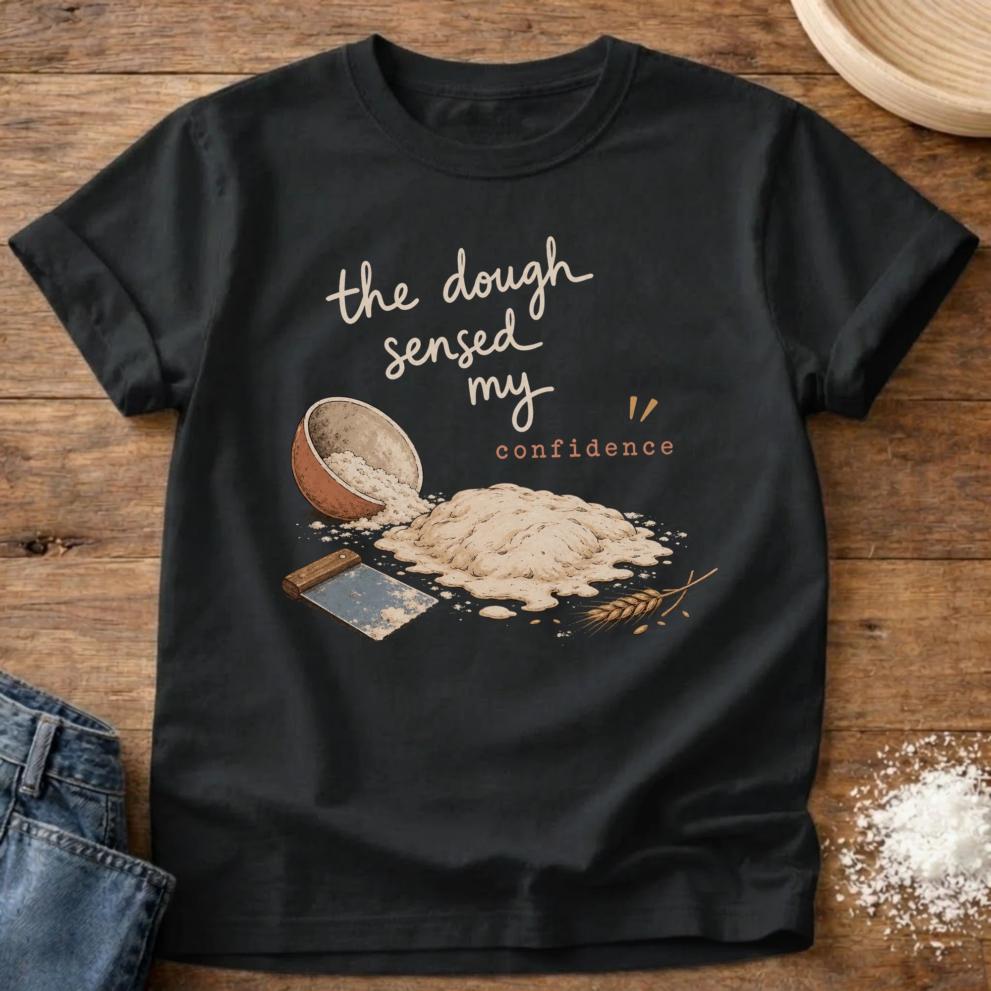 Knead More Fun Confidence sourdough t-shirt in Black