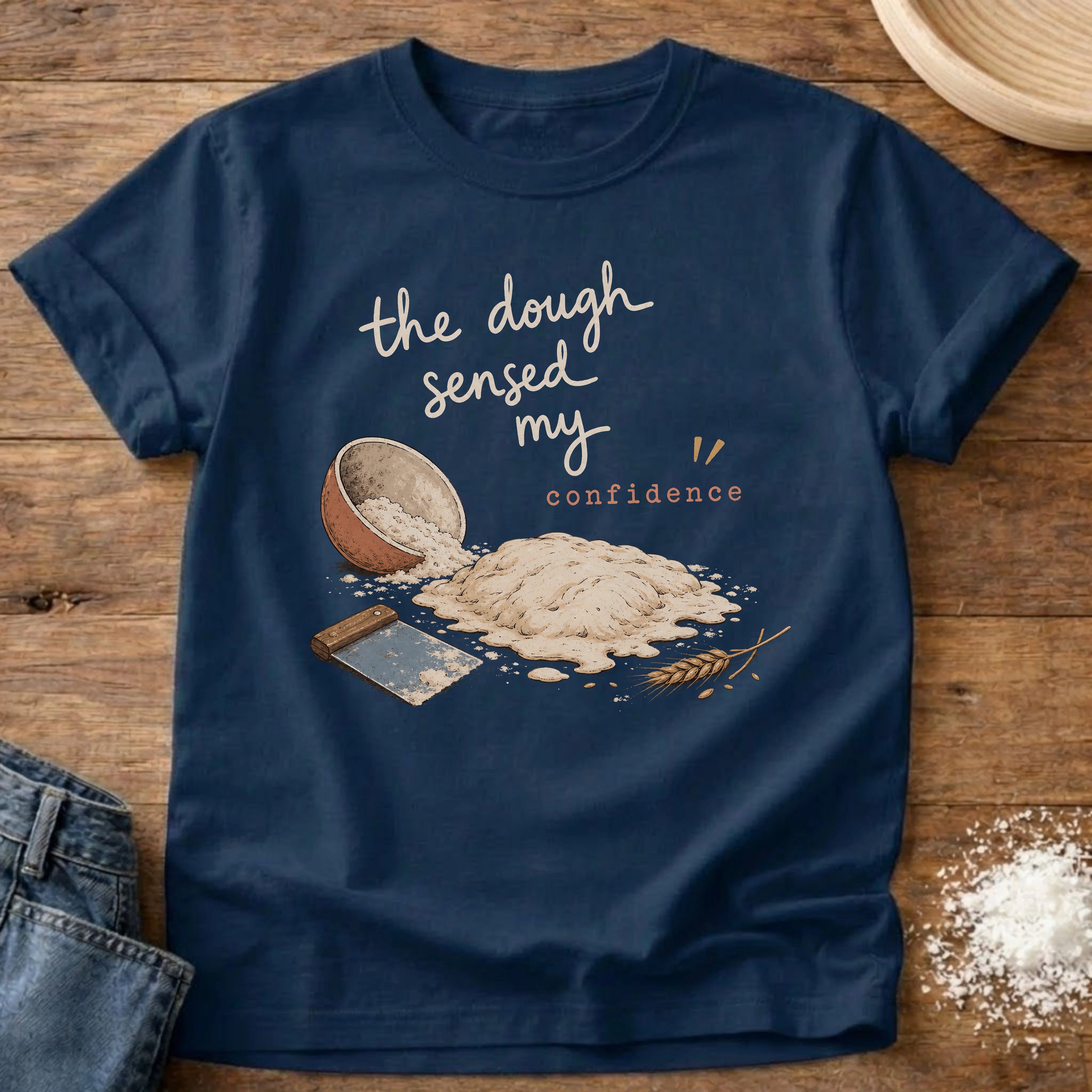 Knead More Fun Confidence sourdough t-shirt in Navy