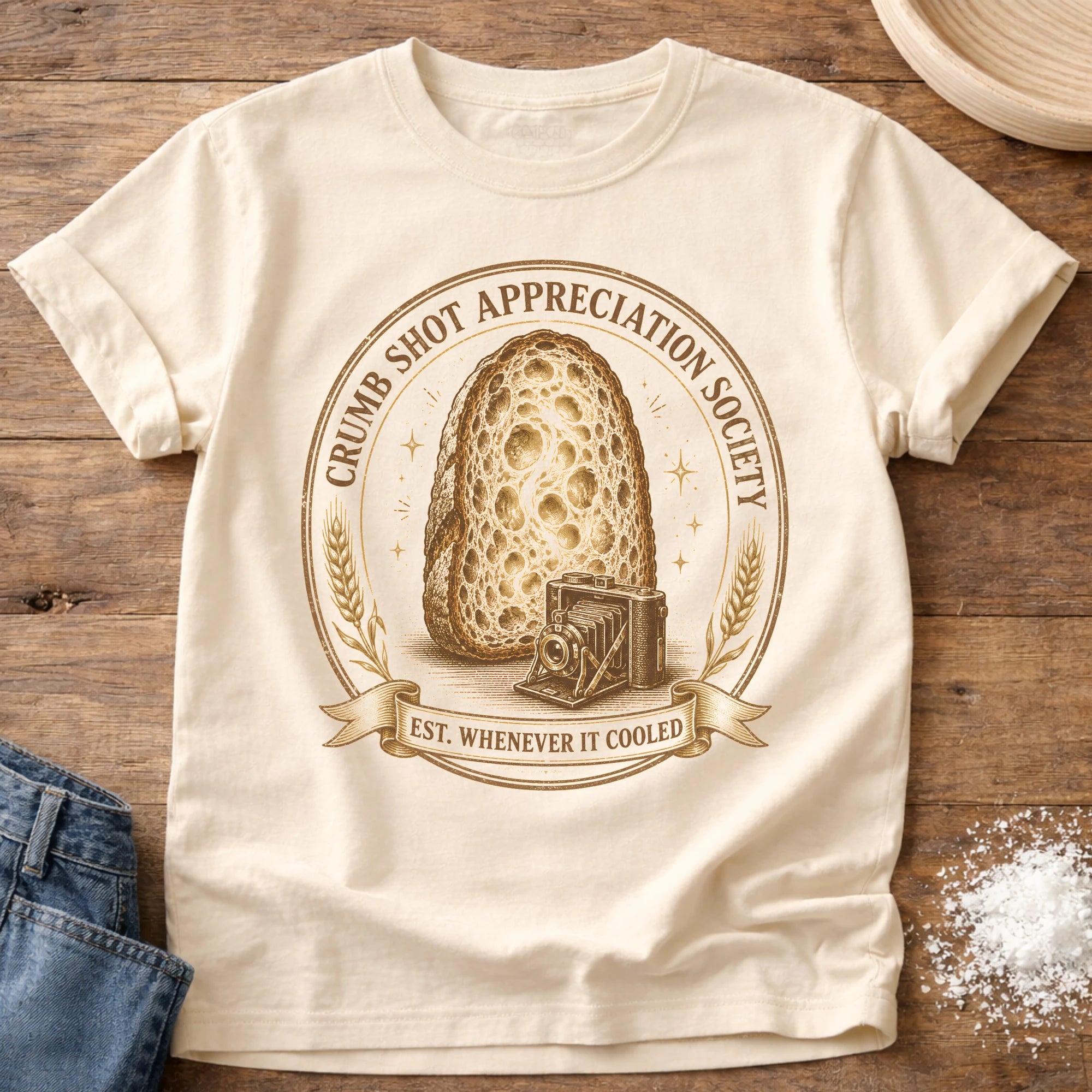Knead More Fun Crumb Shot Appreciation Society sourdough t-shirt in Ivory