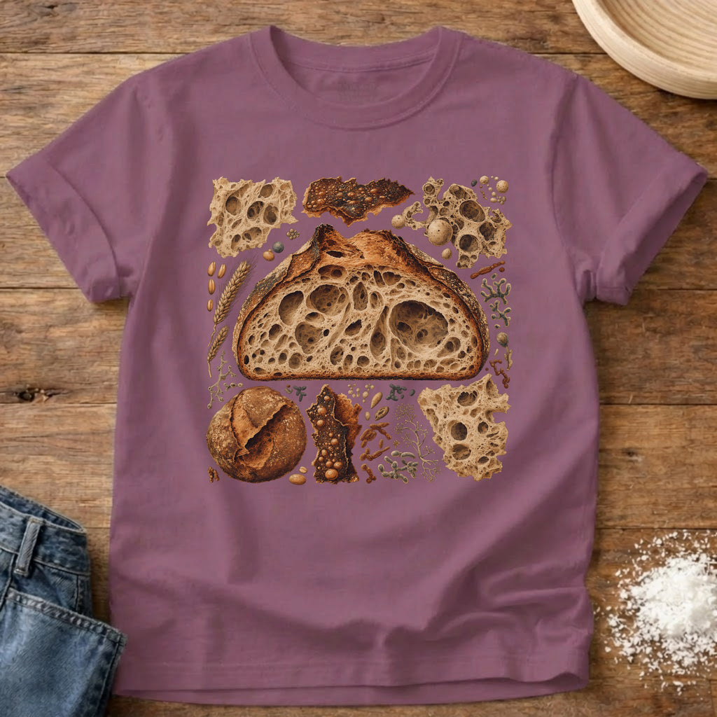 Knead More Fun Crumb Shot open crumb sourdough t-shirt in Berry