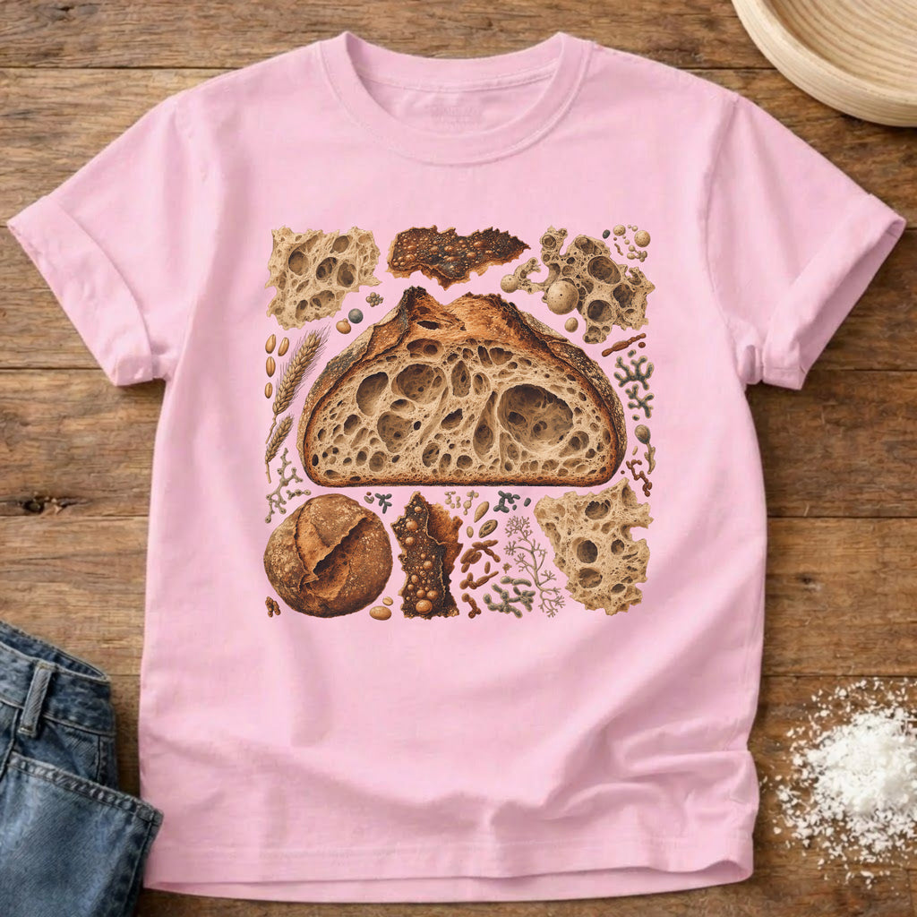 Knead More Fun Crumb Shot open crumb sourdough t-shirt in Blossom