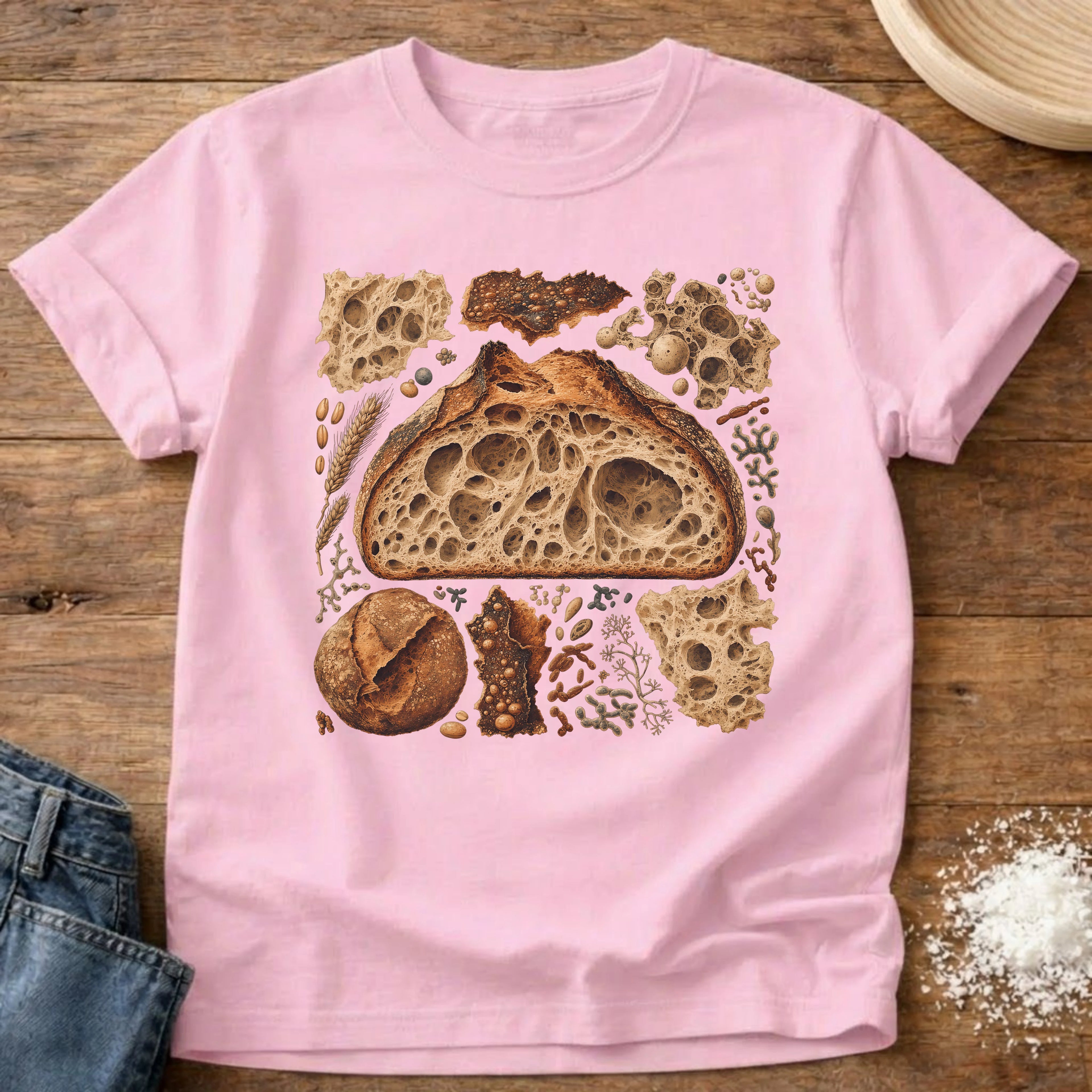 Knead More Fun Crumb Shot open crumb sourdough t-shirt in Blossom