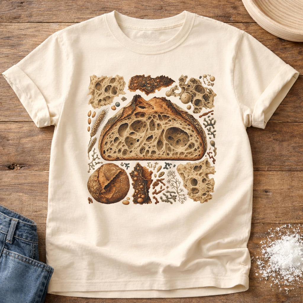 Knead More Fun Crumb Shot open crumb sourdough t-shirt in Ivory