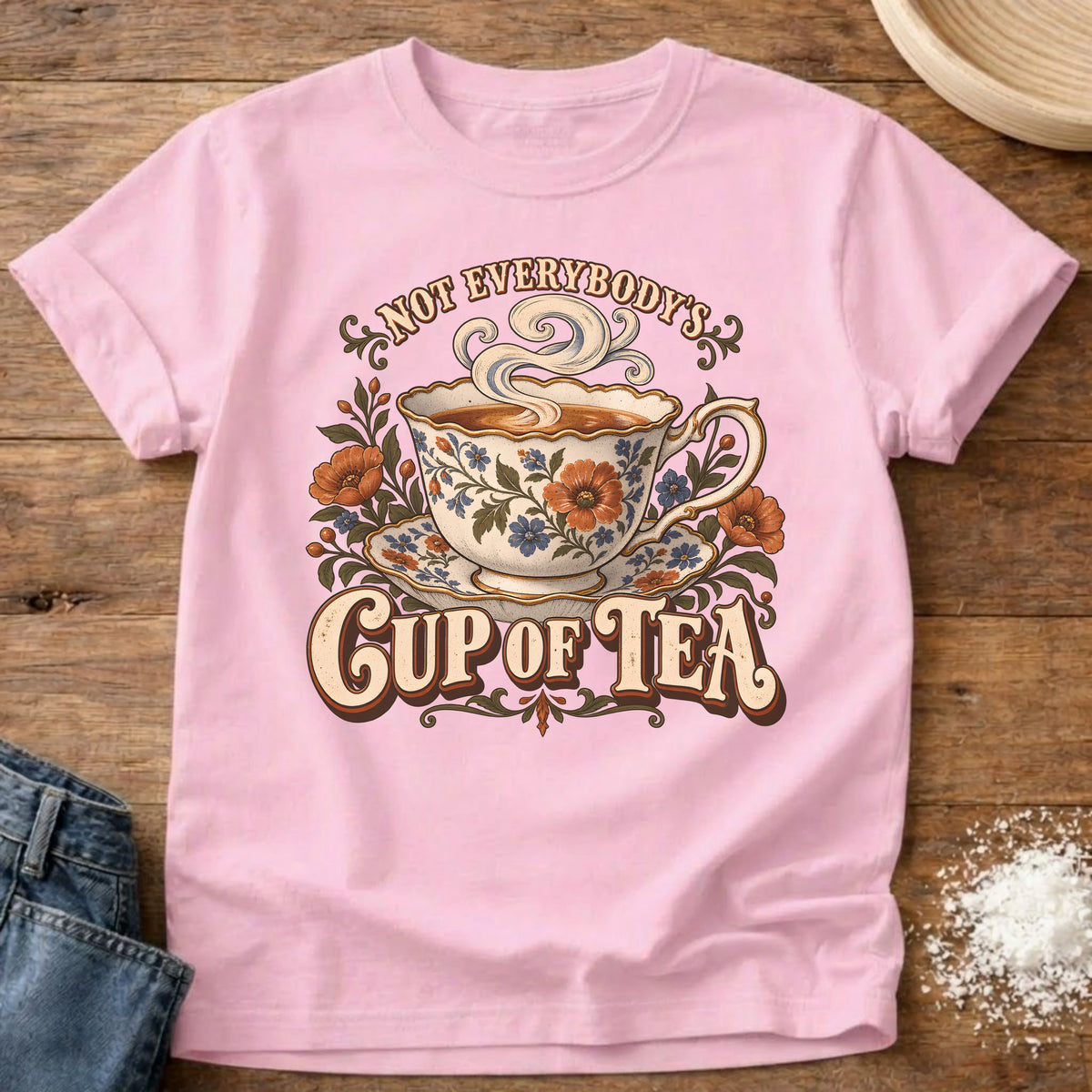 Knead More Fun Cup Of Tea grannycore t-shirt in Blossom