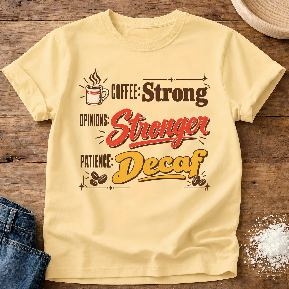 Knead More Fun Decaf Patience t-shirt in Butter
