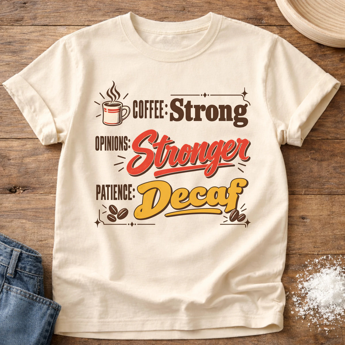 Knead More Fun Decaf Patience t-shirt in Ivory